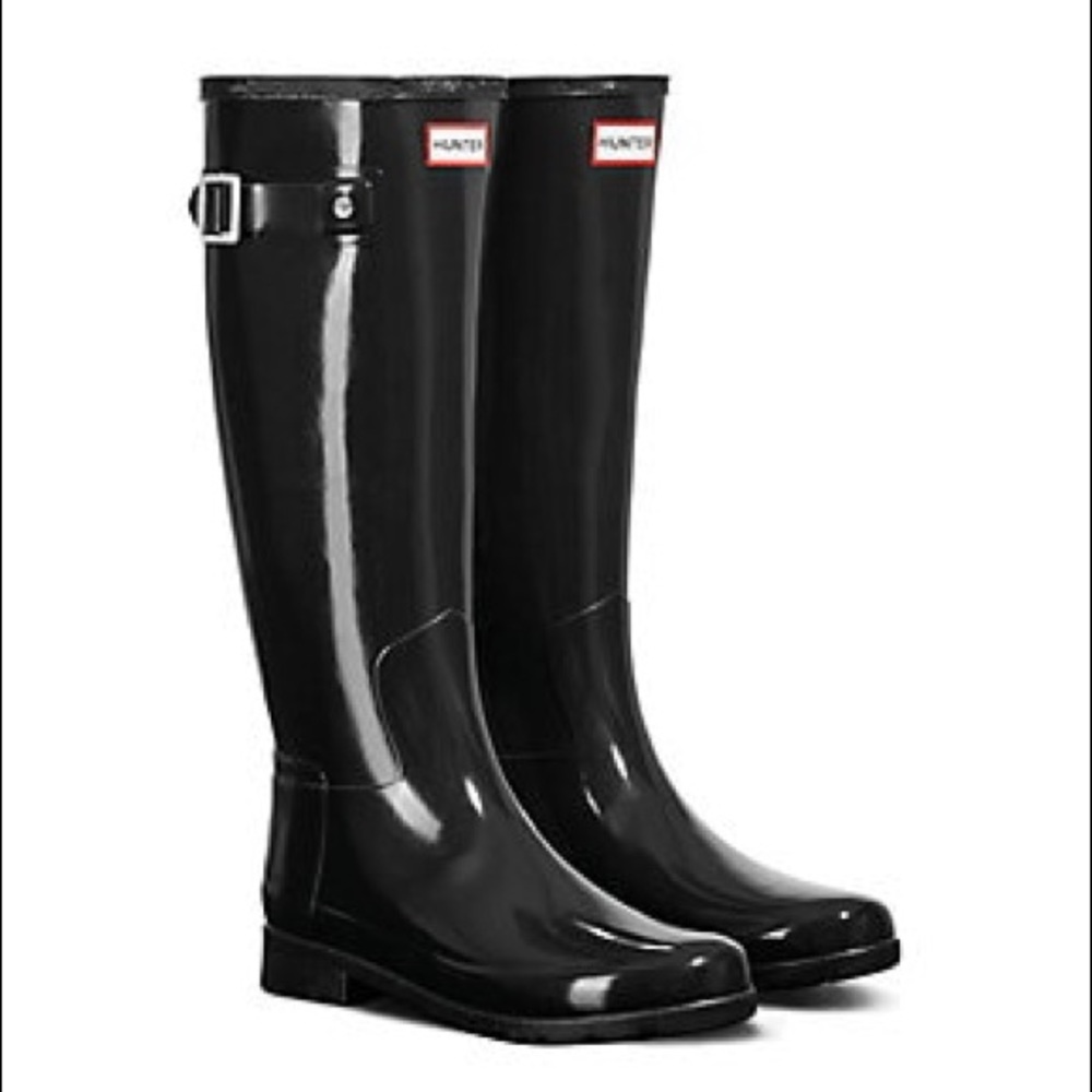 Hunter Women’s Tall Refined Black Gloss Rainboots